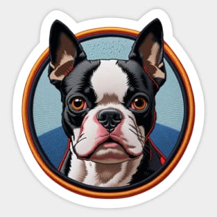 Boston Terrier Embroidered Patch Sticker